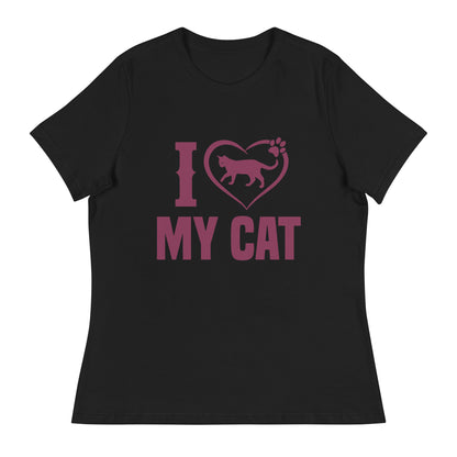 Дамска спокойна тениска I LOVE MY CAT