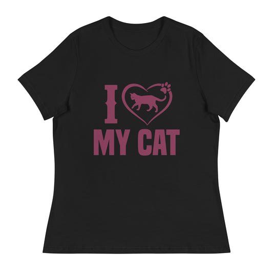 Women's Relaxed T-Shirt I LOVE MY CAT