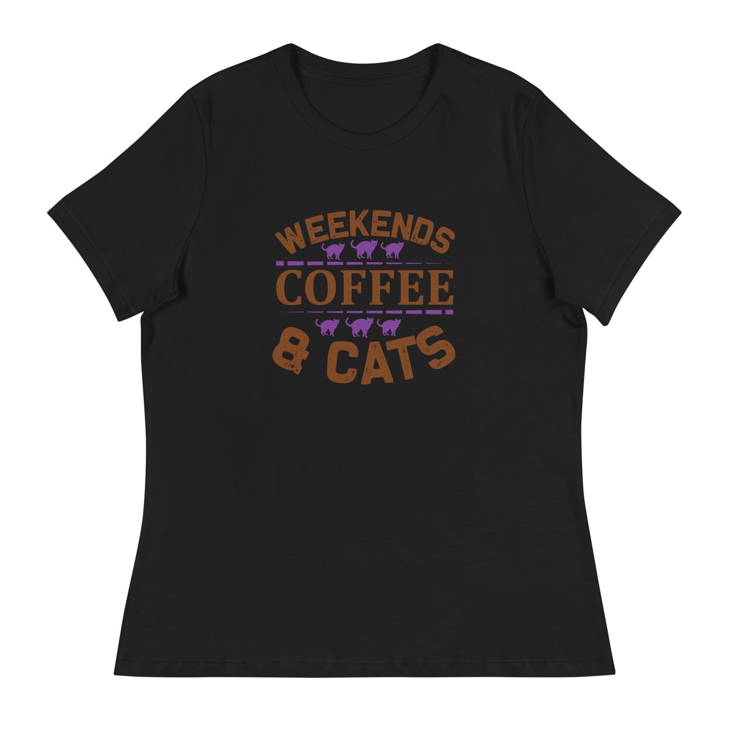 Camiseta Relaxed Mujer FINES DE SEMANA CAFÉ Y GATOS