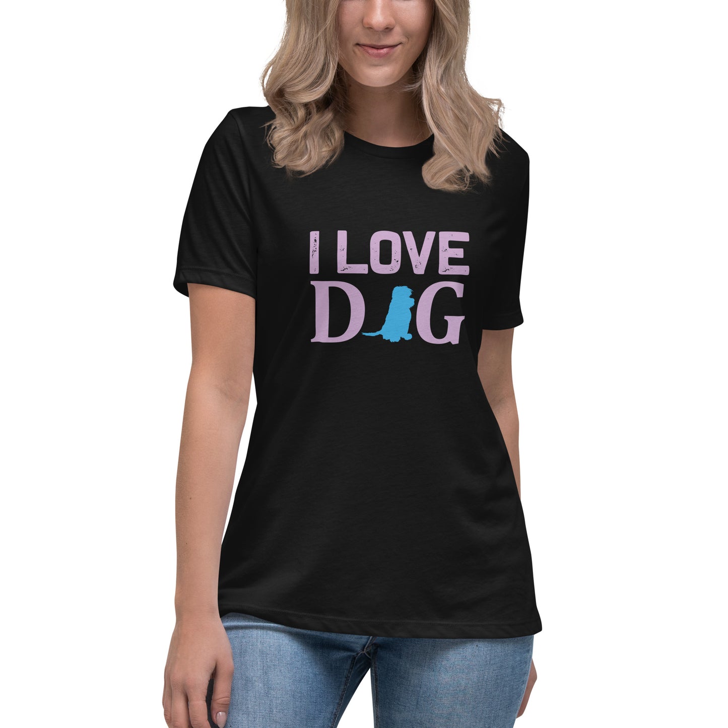 Дамска спокойна тениска I LOVE DOG