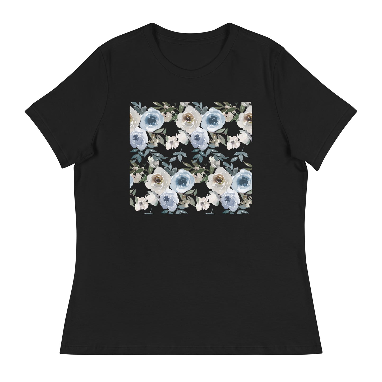 Women's Relaxed T-Shirt BLUE FLOWERS