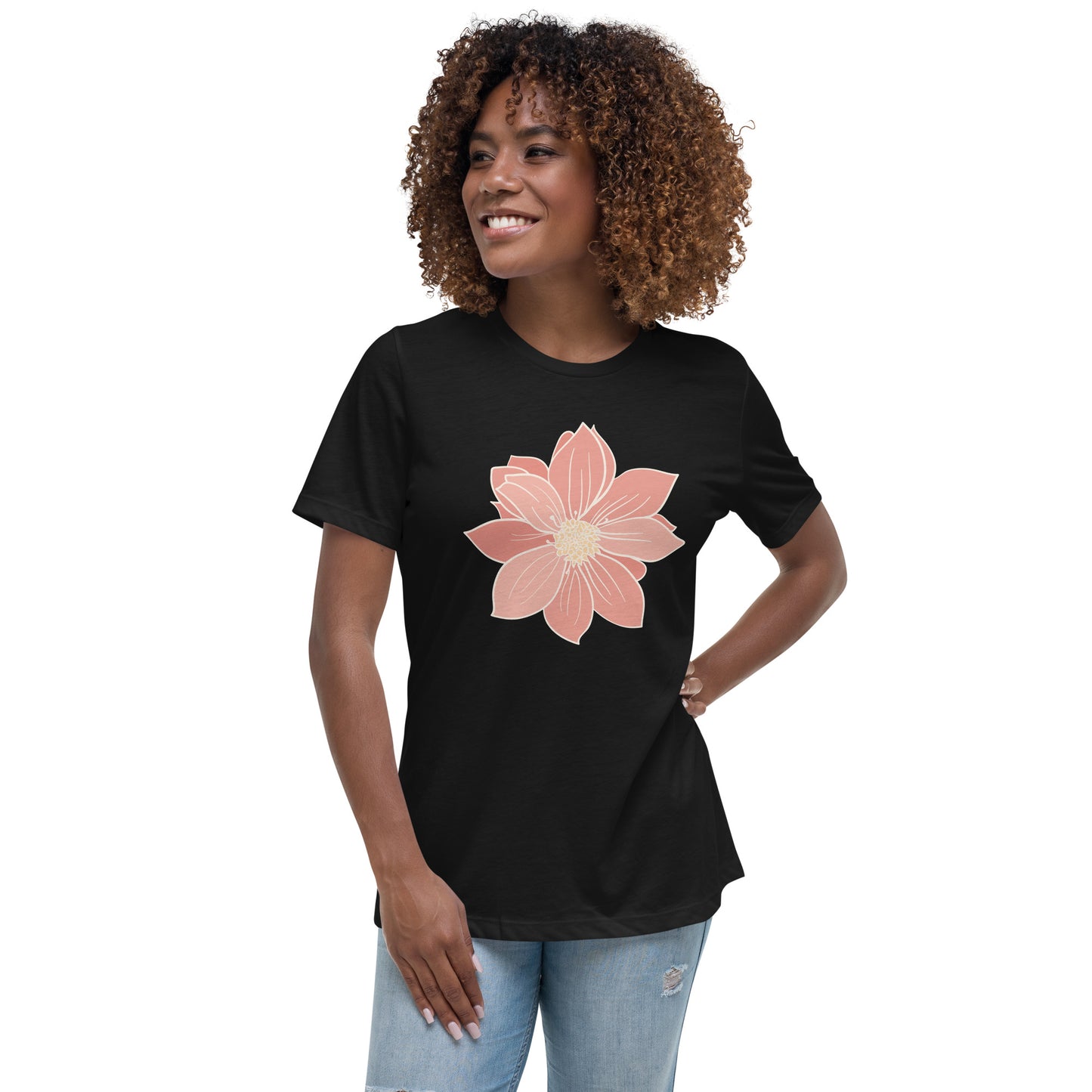 Camiseta holgada mujer FLOR ROSA