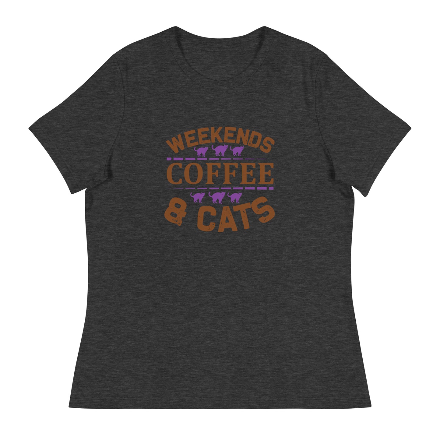 Camiseta Relaxed Mujer FINES DE SEMANA CAFÉ Y GATOS