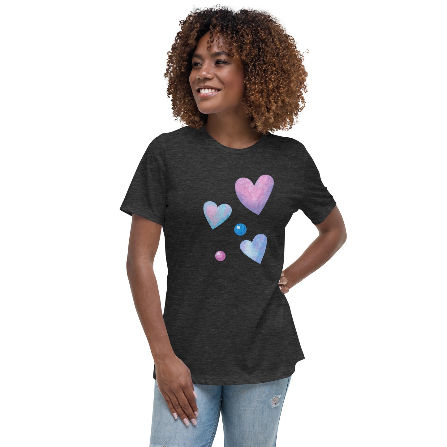 Women's Relaxed T-Shirt HEARTS COLORFUL