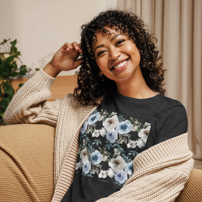 Дамска спокойна тениска СИНИ ЦВЕТЯ