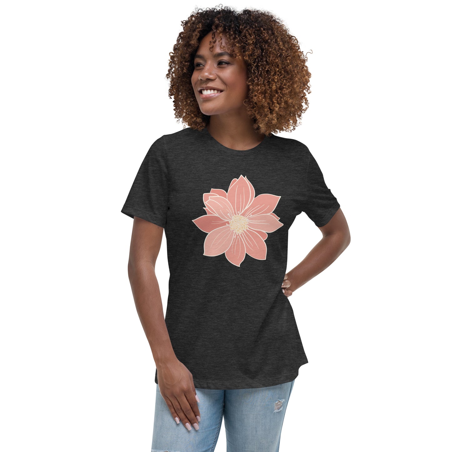 Camiseta holgada mujer FLOR ROSA