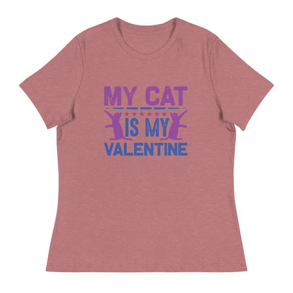 Дамска спокойна тениска MY CAT IS MY VALENTINE