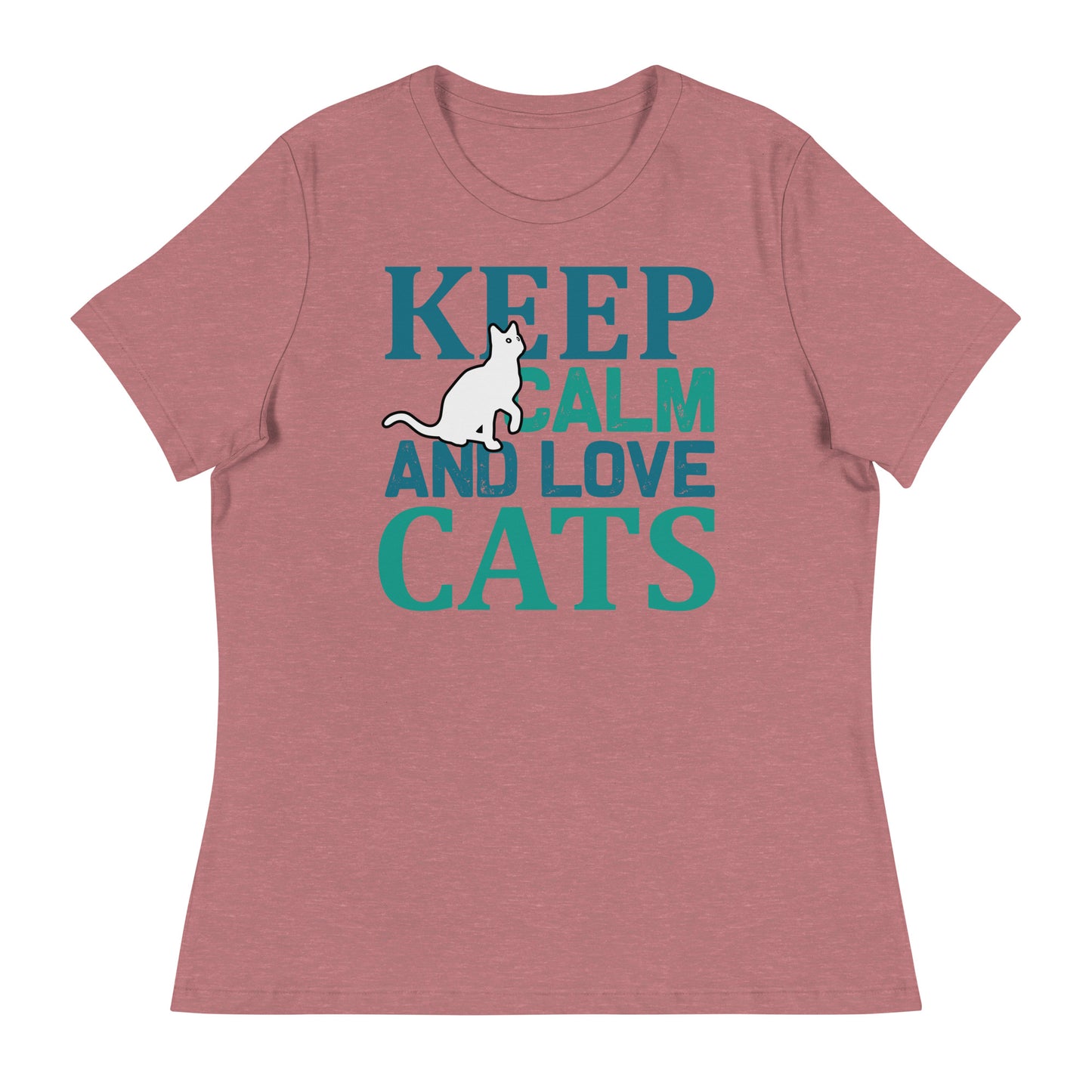 Camiseta holgada mujer MANTENGA LA CALMA Y AMA A LOS GATOS