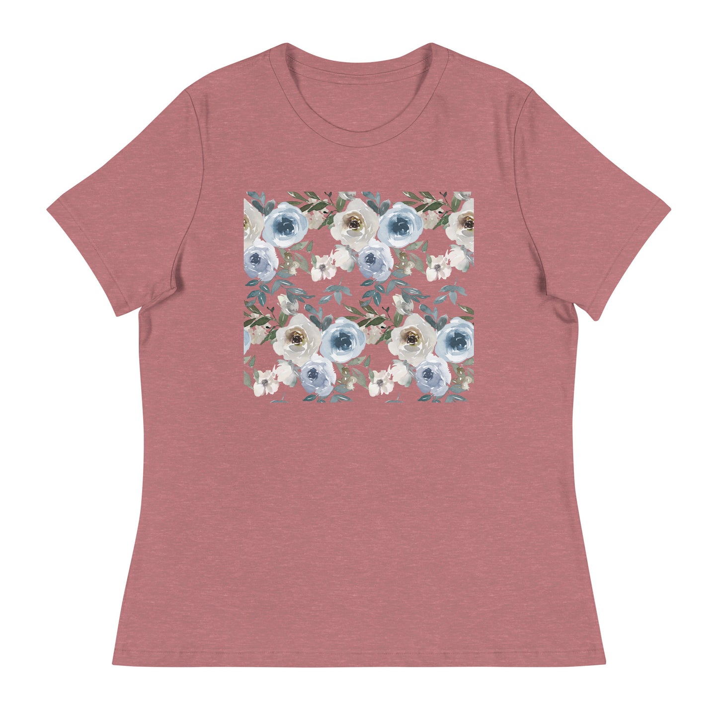 Women's Relaxed T-Shirt BLUE FLOWERS