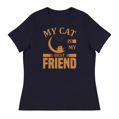 Дамска спокойна тениска MY CAT IS MY BEST FRIEND