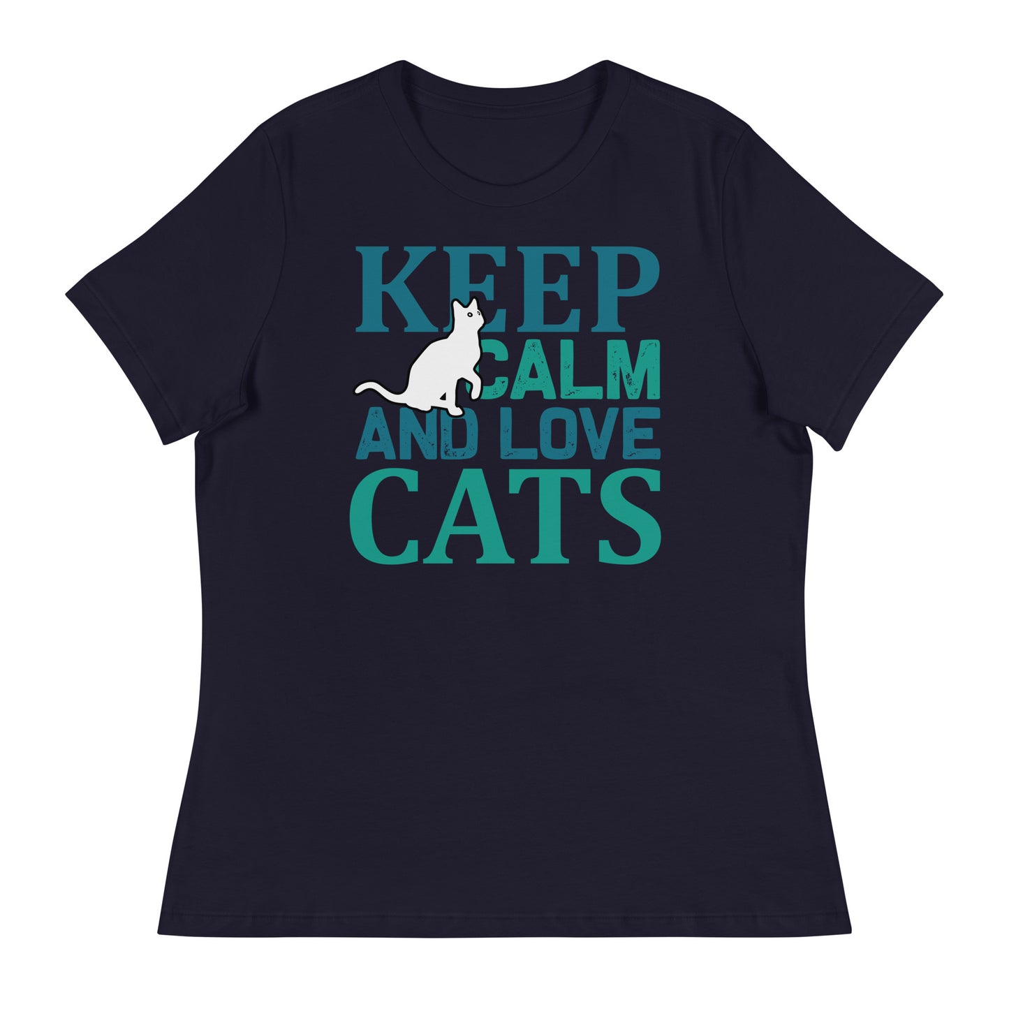 Women's Relaxed T-Shirt KEEP CALM AND LOVE CATS