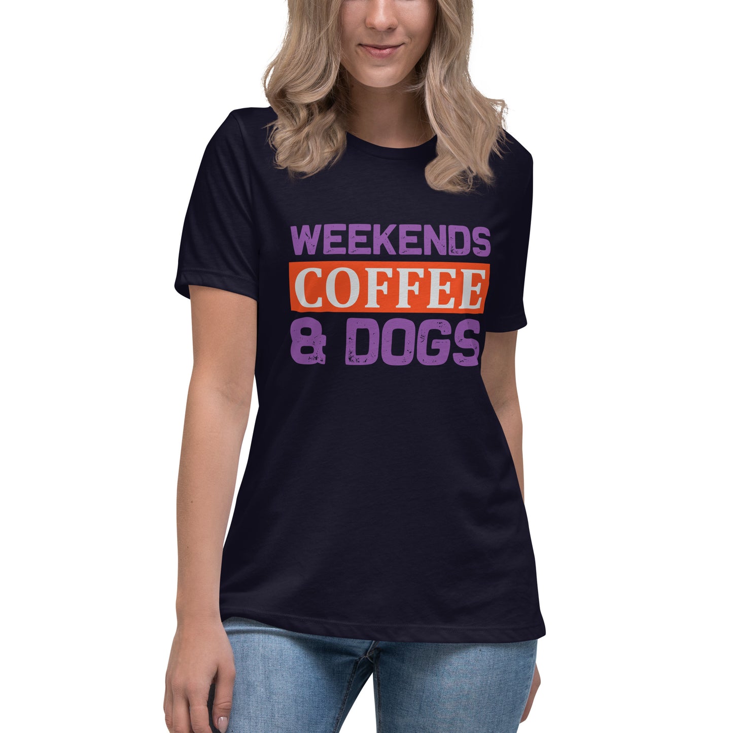 Дамска спокойна тениска WEEKENDS COFFEE AND DOGS