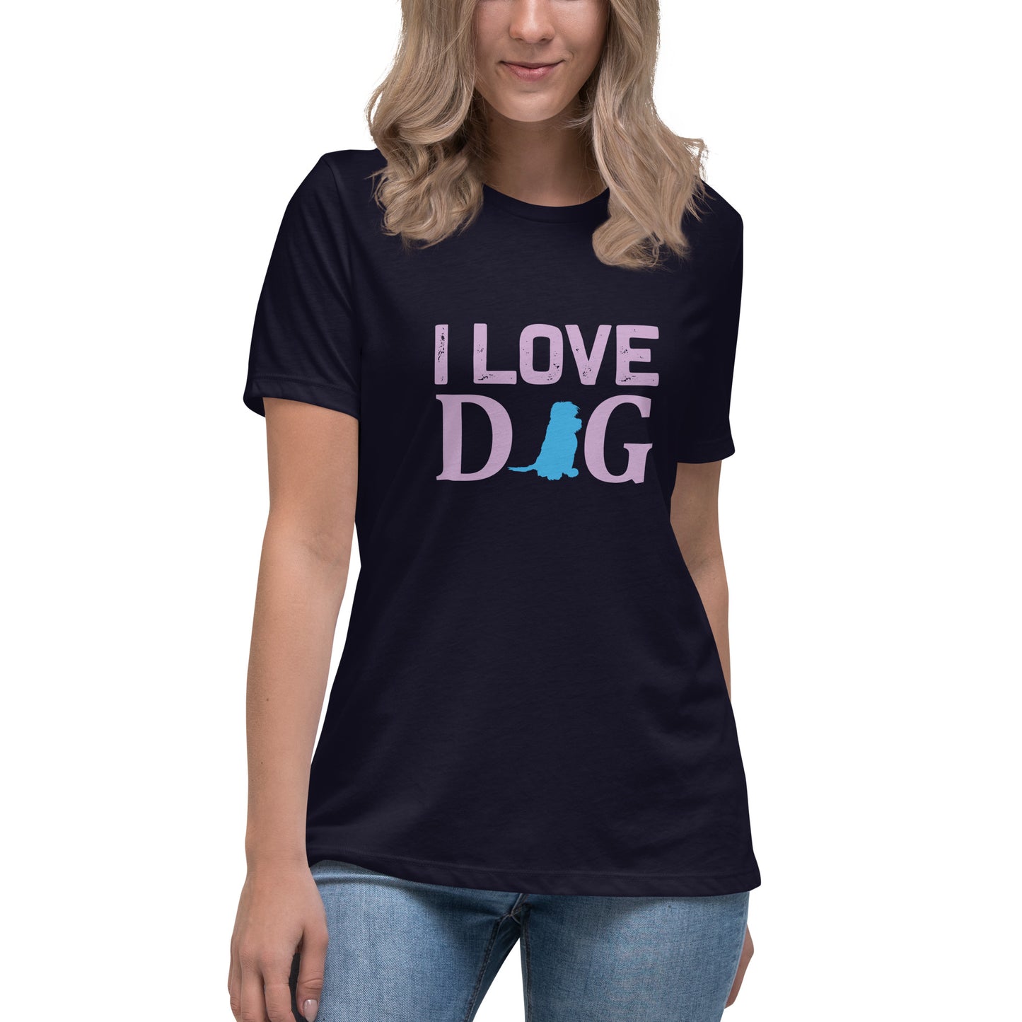 Women's Relaxed T-Shirt I LOVE DOG