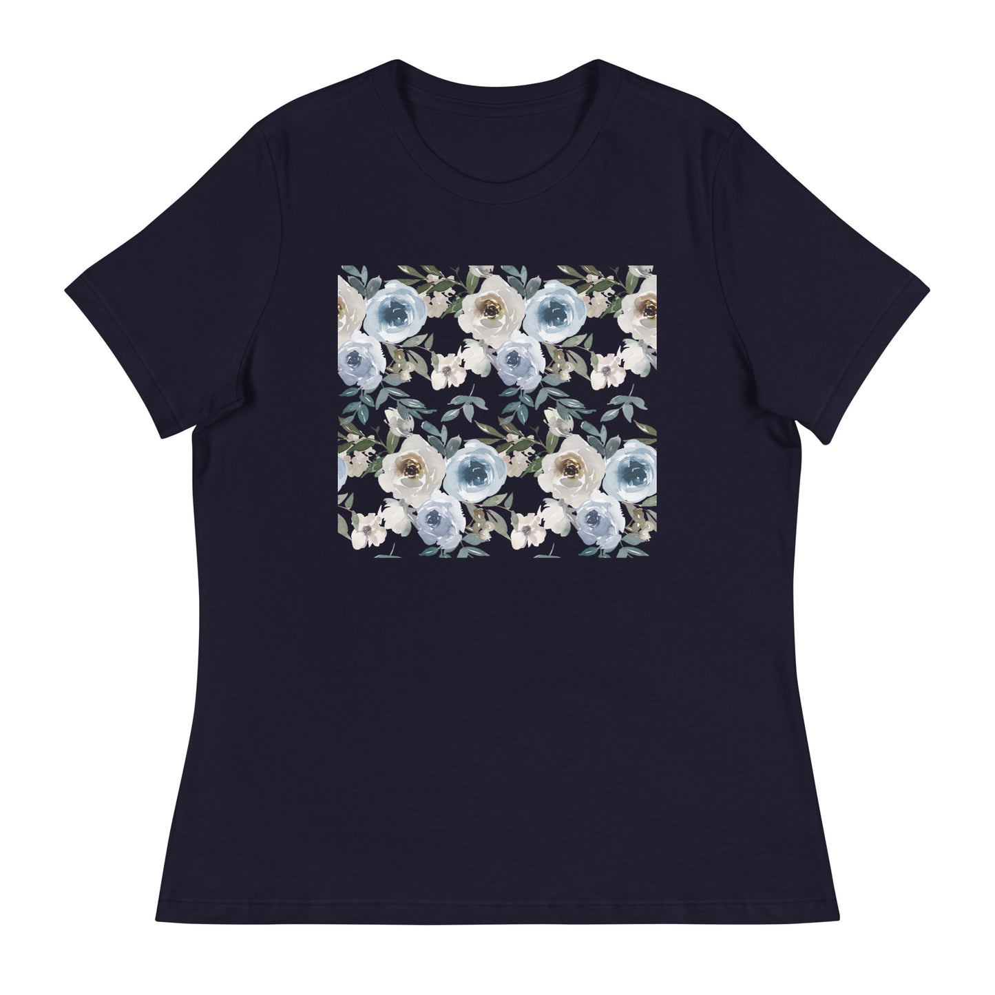 Women's Relaxed T-Shirt BLUE FLOWERS