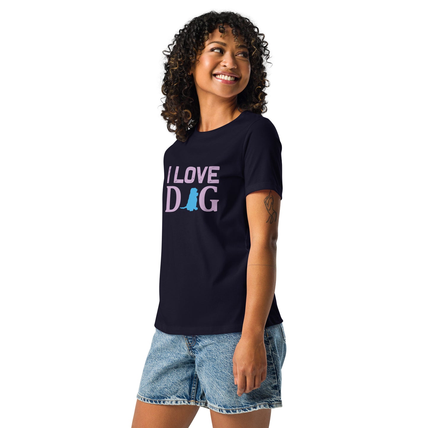 Women's Relaxed T-Shirt I LOVE DOG