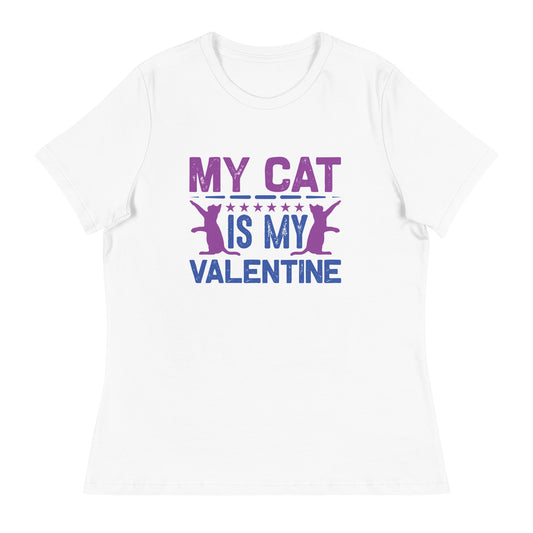 Дамска спокойна тениска MY CAT IS MY VALENTINE