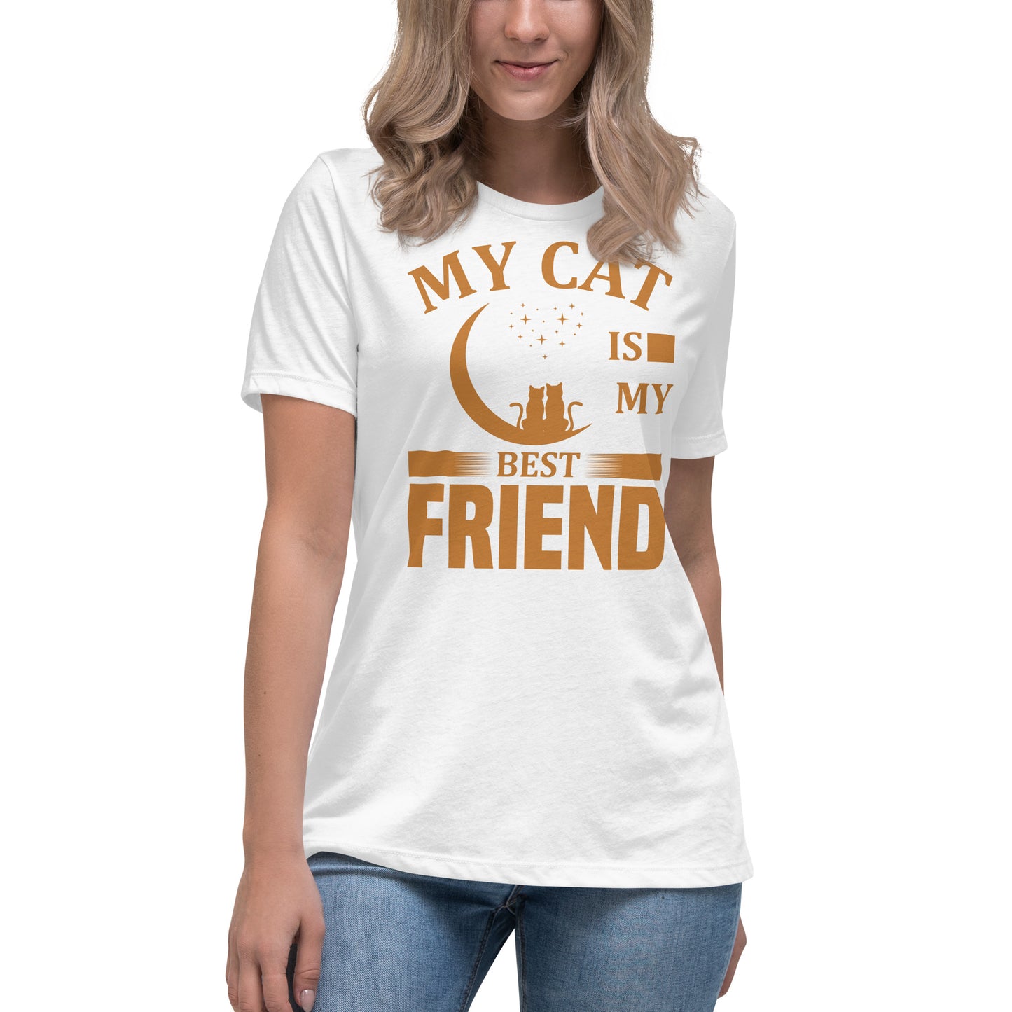 Women's Relaxed T-Shirt MY CAT IS MY BEST FRIEND