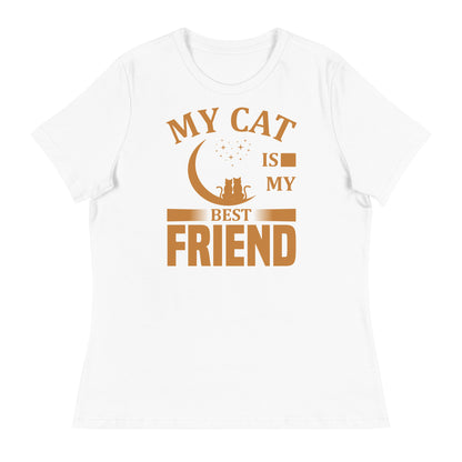 Дамска спокойна тениска MY CAT IS MY BEST FRIEND