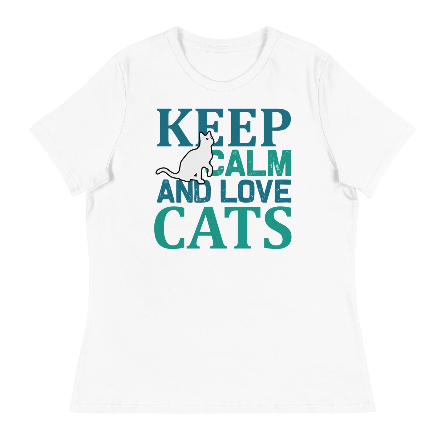 Camiseta holgada mujer MANTENGA LA CALMA Y AMA A LOS GATOS