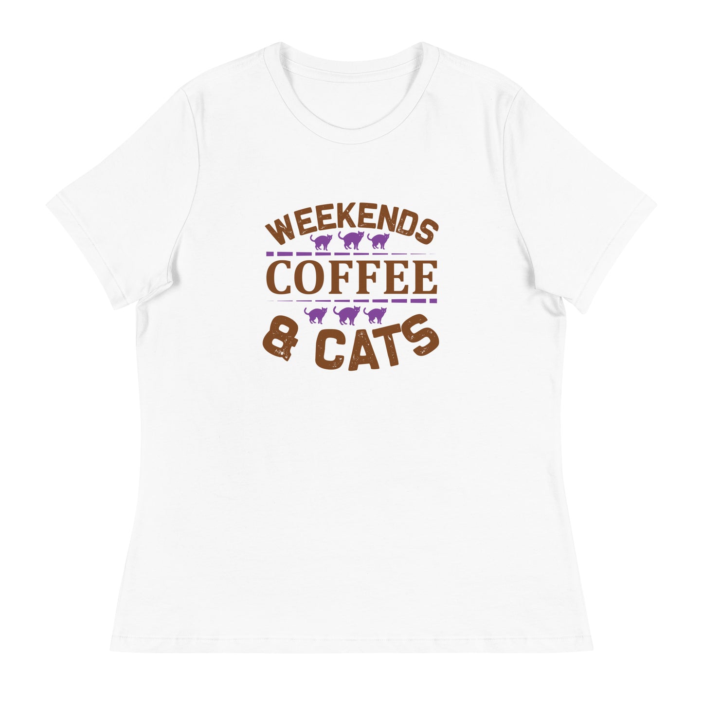 Camiseta Relaxed Mujer FINES DE SEMANA CAFÉ Y GATOS