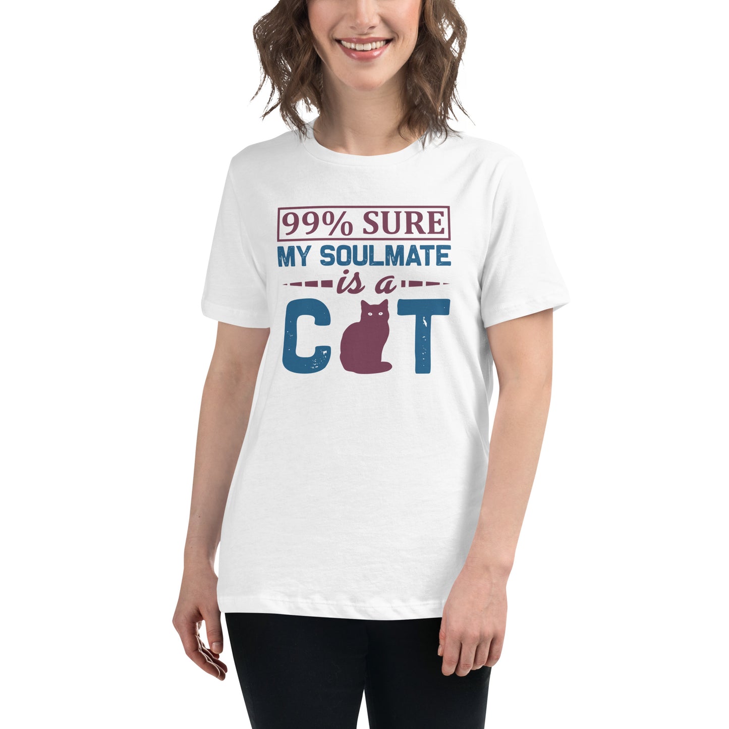 Дамска спокойна тениска MY SOULMATE IS A CAT