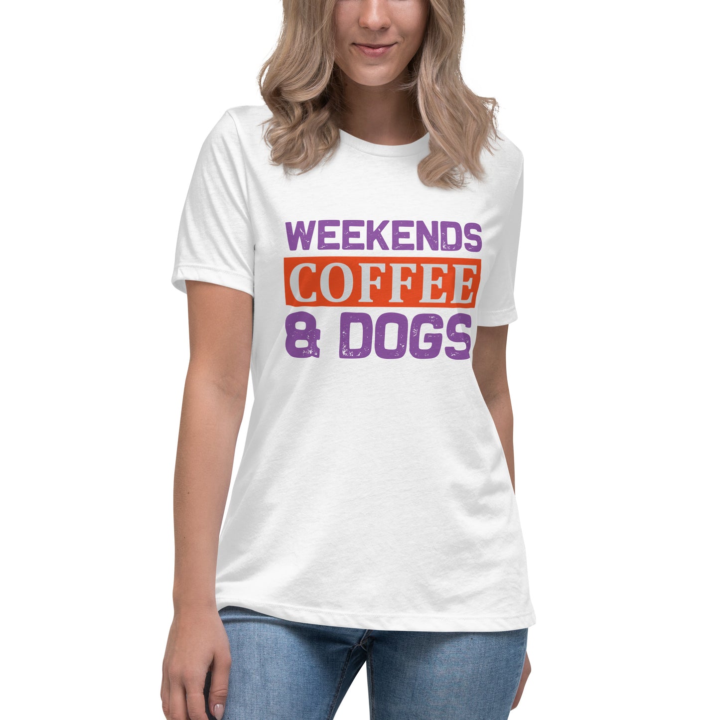 Дамска спокойна тениска WEEKENDS COFFEE AND DOGS