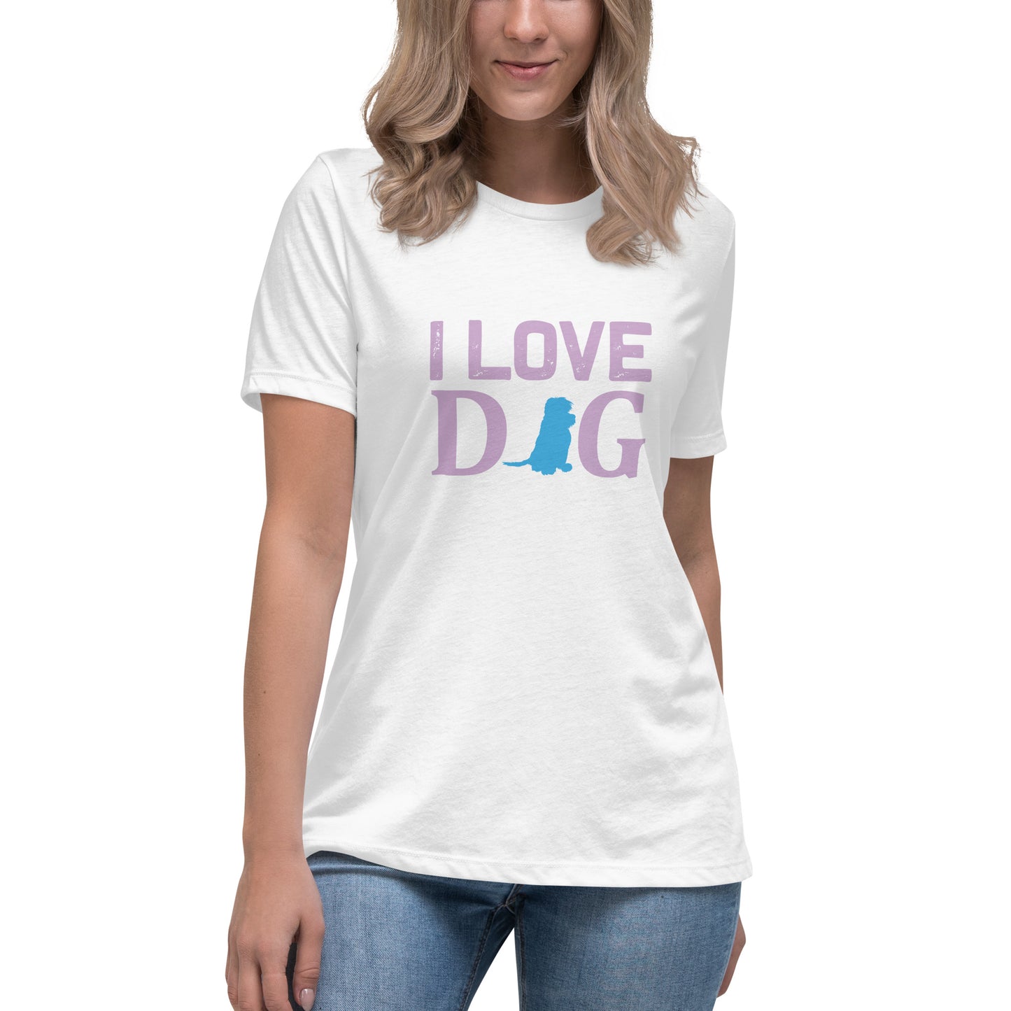 Дамска спокойна тениска I LOVE DOG