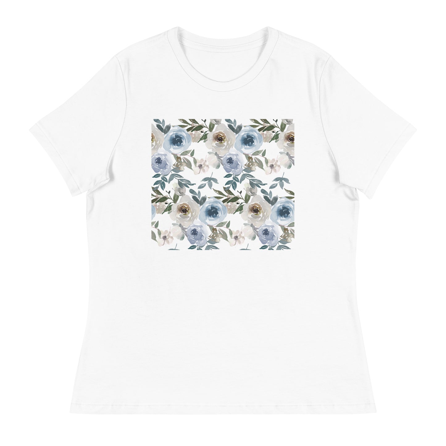 Women's Relaxed T-Shirt BLUE FLOWERS