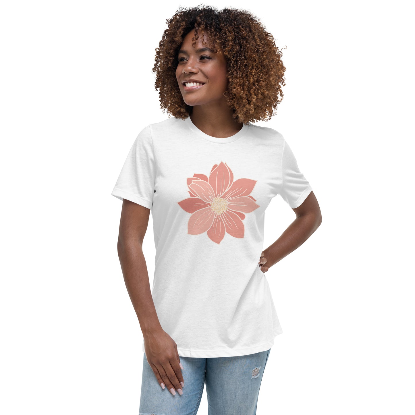 Camiseta holgada mujer FLOR ROSA