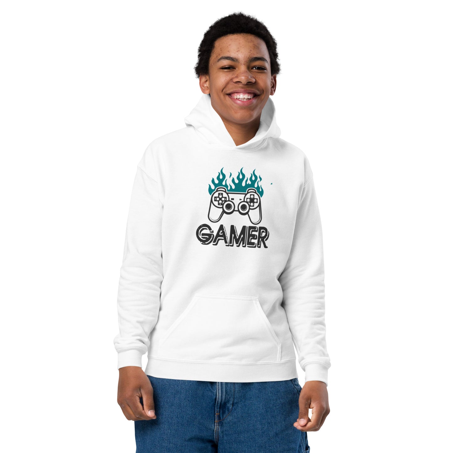 Sudadera con capucha juvenil de mezcla pesada GAMER