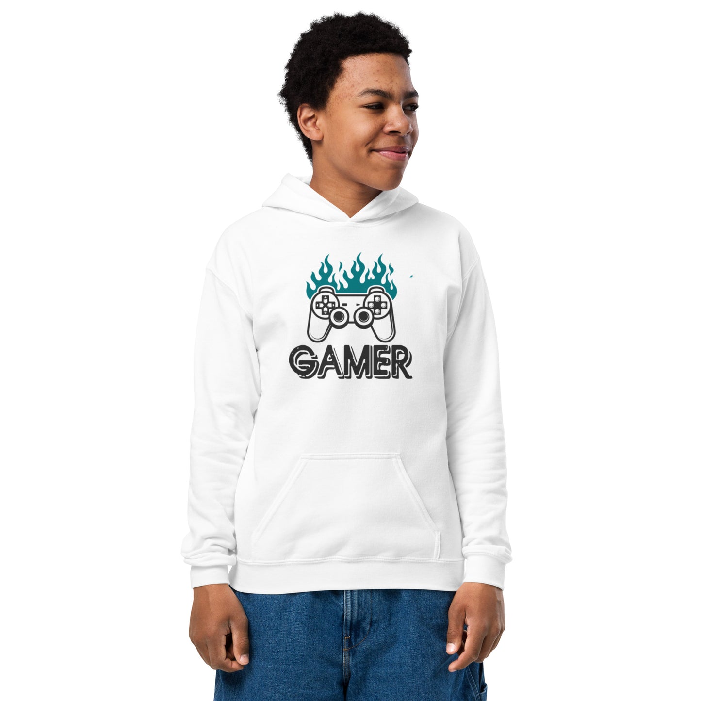 Sudadera con capucha juvenil de mezcla pesada GAMER