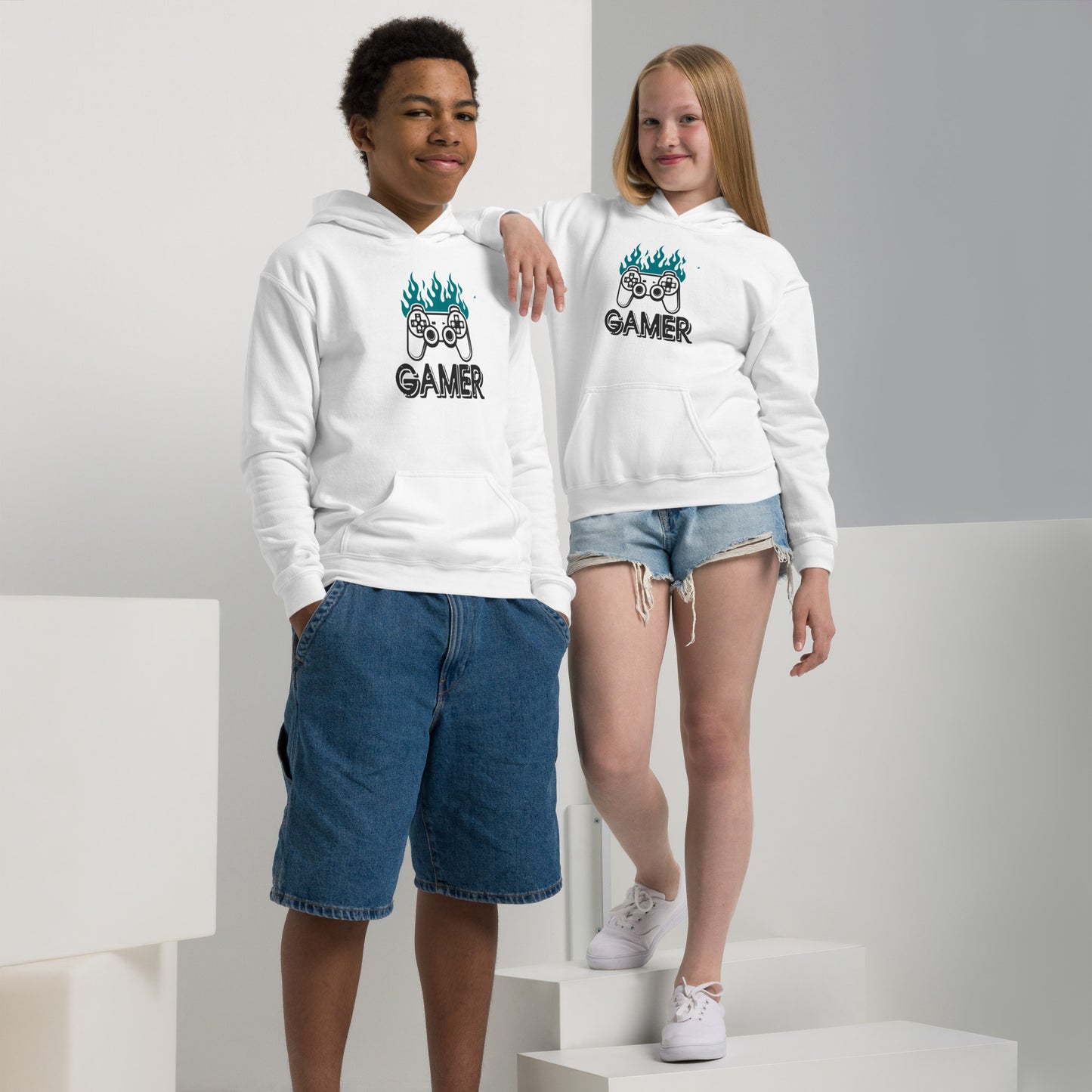 Sudadera con capucha juvenil de mezcla pesada GAMER