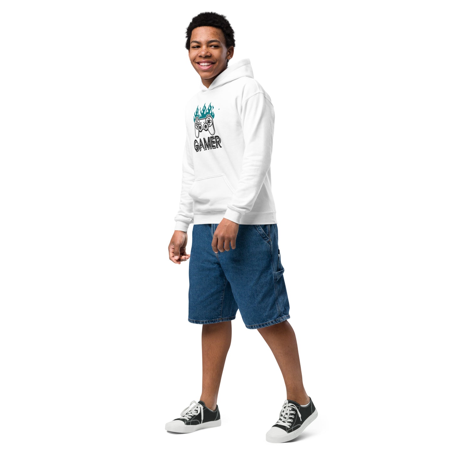 Sudadera con capucha juvenil de mezcla pesada GAMER